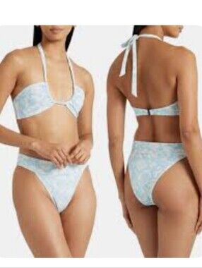 NEW Onia Microstrap Bandeau One Piece Blue Floral One-Piece Swimsuit Size S